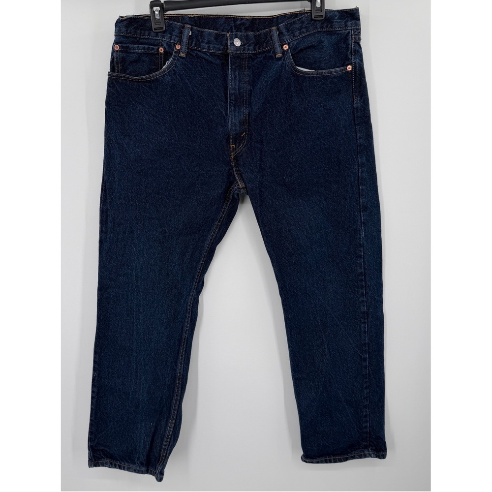 Levis 505 Regular Fit Jeans Mens 40x30 Dark Wash Indigo Straight Leg Denim